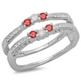 thumbnail image 1 of Dazzlingrock Collection 14K Round Ruby & White Diamond Ladies Wedding Band Enhancer Guard Ring, White Gold, Size 6.5, 1 of 1