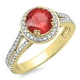 thumbnail image 1 of Dazzlingrock Collection 14K Round Ruby & White Diamond Split Shank Halo Engagement Ring, Yellow Gold, Size 6, 1 of 1