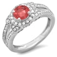 thumbnail image 1 of Dazzlingrock Collection 14K Round Ruby & White Diamond Split Shank Halo Vintage Bridal Ring, White Gold, Size 7, 1 of 1