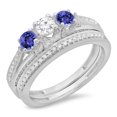thumbnail image 1 of Dazzlingrock Collection 14K Round Tanzanite & White Diamond Ladies Bridal 3 Stone Engagement Ring Set, White Gold, Size 6.5, 1 of 1