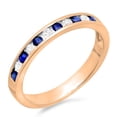thumbnail image 1 of Dazzlingrock Collection 14K Round White Diamond & Blue Sapphire Ladies Anniversary Wedding Stackable Band, Rose Gold, Size 7, 1 of 1