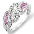 thumbnail image 1 of Dazzlingrock Collection 14K Round White Dimaond And Pink Sapphire Ladies Cocktail Right Hand Ring, White Gold, Size 7, 1 of 1