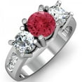 thumbnail image 1 of Dazzlingrock Collection 14K Ruby & White Diamond 3 Stone Engagement Ring, White Gold, Size 5, 1 of 1
