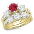 thumbnail image 1 of Dazzlingrock Collection 14K Ruby & White Diamond Bridal 3 Stone Engagement Ring Band Set, Yellow Gold, Size 5.5, 1 of 1