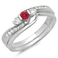 thumbnail image 1 of Dazzlingrock Collection 14K Ruby & White Diamond Bridal 3 Stone Engagement Ring Set, White Gold, Size 8, 1 of 1