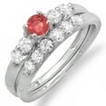 thumbnail image 1 of Dazzlingrock Collection 14K Ruby & White Diamond Bridal 5 Stone Engagement Wedding Ring Set, White Gold, Size 5.5, 1 of 1