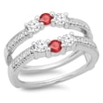 thumbnail image 1 of Dazzlingrock Collection 14K Ruby & White Diamond Wedding Band 3 Stone Enhancer Guard Double Ring, White Gold, Size 8, 1 of 4