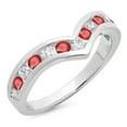 thumbnail image 1 of Dazzlingrock Collection 14K Ruby & White Diamond Wedding Stackable Band Anniversary Guard Chevron Ring, White Gold, Size 6, 1 of 1