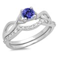 thumbnail image 1 of Dazzlingrock Collection 14K Tanzanite & White Diamond Bridal Split Shank Swirl Engagement Ring Set 3/4 CT, White Gold, Size 4.5, 1 of 1