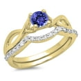 thumbnail image 1 of Dazzlingrock Collection 14K Tanzanite & White Diamond Bridal Split Shank Swirl Engagement Ring Set 3/4 CT, Yellow Gold, Size 5, 1 of 1