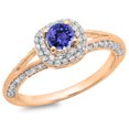 thumbnail image 1 of Dazzlingrock Collection 14K Tanzanite & White Diamond Ladies Bridal Split Shank Halo Engagement Ring, Rose Gold, Size 4.5, 1 of 1