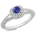 thumbnail image 1 of Dazzlingrock Collection 14K Tanzanite & White Diamond Ladies Bridal Split Shank Halo Engagement Ring, White Gold, Size 4.5, 1 of 1