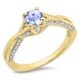 thumbnail image 1 of Dazzlingrock Collection 14K Tanzanite & White Diamond Solitaire Bridal Twisted Swirl Engagement Ring, Yellow Gold, Size 8, 1 of 1