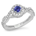 thumbnail image 1 of Dazzlingrock Collection 14K Tanzanite & White Diamond Swirl Split Shank Bridal Halo Engagement Ring, White Gold, Size 7.5, 1 of 1