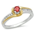 thumbnail image 1 of Dazzlingrock Collection 14K Two Tone Gold Round Cut White Diamond & Ruby Ladies Twisted Bridal Engagement Ring, Size 6, 1 of 1