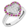 thumbnail image 1 of Dazzlingrock Collection 14K White & Champagne Diamond & Pink Sapphire Ladies Heart Bridal Engagement Ring, White Gold, Size 4, 1 of 6