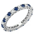 thumbnail image 1 of Dazzlingrock Collection 14K White Diamond & Blue Sapphire Eternity Wedding Anniversary Stackable Band, White Gold, Size 8.5, 1 of 5