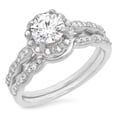 thumbnail image 1 of Dazzlingrock Collection 14K White Moissanite & Real Diamond Bridal Engagement Ring Set, White Gold, Size 4, 1 of 1