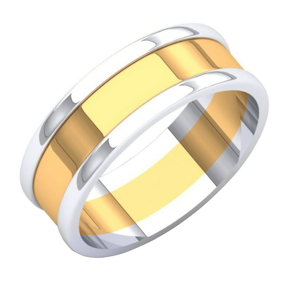 Dazzlingrock Collection 14K White & Two Tone Polished Shiny Comfort Fit Men's Ring Wedding Band, Yellow Gold, Size 13