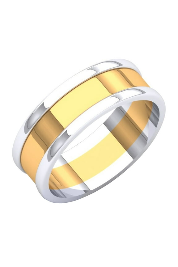 Collection 14K White & Two Tone Polished Shiny Comfort Fit Men's Ring Wedding Band, Yellow Gold, Size 13