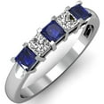 thumbnail image 1 of Dazzlingrock Collection 14k Princess Cut Blue Sapphire and White Diamond 5 Stone Bridal Wedding Band Ring, White Gold, Size 7.5, 1 of 1
