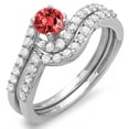 thumbnail image 1 of Dazzlingrock Collection 14k Round Ruby And White Diamond Ladies Swirl Bridal Engagement Matching Band Set, White Gold, Size 5, 1 of 1