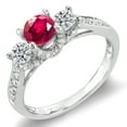 thumbnail image 1 of Dazzlingrock Collection 14k Round White Diamond And Ruby 3 Stone Ladies Bridal Engagement Ring, White Gold, Size 9, 1 of 1