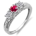thumbnail image 1 of Dazzlingrock Collection 14k Round White Diamond And Ruby Ladies Vintage Bridal 3 Stone Engagement Ring, White Gold, Size 9, 1 of 1
