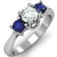 thumbnail image 1 of Dazzlingrock Collection 14k Round White Diamond and Blue Sapphire Ladies 3 Stone Bridal Engagement Ring, White Gold, Size 5, 1 of 1