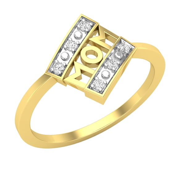 Dazzlingrock Collection 14kt Yellow Gold Womens Round Diamond Mom Mother Accent Ring 1/20 ctw, Size 5.5