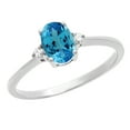 thumbnail image 1 of Dazzlingrock Collection 18K 7X5 MM Oval Blue Topaz & Round Diamond Bridal Promise Engagement Ring, White Gold, Size 7, 1 of 1