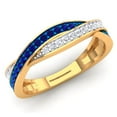 thumbnail image 1 of Dazzlingrock Collection 18K Blue Sapphire & White Diamond Ladies Anniversary Wedding Swirl Stackable Band, Yellow Gold, Size 7, 1 of 4