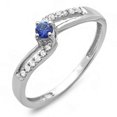 thumbnail image 1 of Dazzlingrock Collection 18K Blue Sapphire & White Diamond Wave Bridal Promise Engagement Ring, White Gold, Size 6.5, 1 of 1