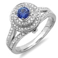 thumbnail image 1 of Dazzlingrock Collection 18K Blue Sapphire and White Diamond Ladies Halo Split Shank Bridal Engagement Ring, White Gold, Size 8, 1 of 1