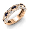 thumbnail image 1 of Dazzlingrock Collection 18K Marquise Blue Sapphire & Round Diamond Ladies Stackable Wedding Band, Rose Gold, Size 7, 1 of 1