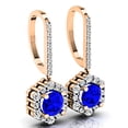 thumbnail image 1 of Dazzlingrock Collection 18K Round 4.5 MM Each Round Blue Sapphire & Diamond Ladies Halo Dangling Drop Earrings, Rose Gold, 1 of 3