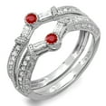 thumbnail image 1 of Dazzlingrock Collection 18K Round & Baguette Ruby And White Diamond Ladies Anniversary Wedding Guard Band, White Gold, Size 8.5, 1 of 1