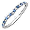 thumbnail image 1 of Dazzlingrock Collection 18K Round Blue Sapphire & White Diamond Anniversary Wedding Ring Matching Band, White Gold, Size 7, 1 of 5
