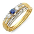 thumbnail image 1 of Dazzlingrock Collection 18K Round Blue Sapphire & White Diamond Ladies 3 Stone Bridal Ring Engagement Set, Yellow Gold, Size 5.5, 1 of 1
