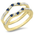 thumbnail image 1 of Dazzlingrock Collection 18K Round Blue Sapphire & White Diamond Wedding Band 5 Stone Enhancer Guard Ring, Yellow Gold, Size 8, 1 of 1
