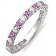 thumbnail image 1 of Dazzlingrock Collection 18K Round Pink Sapphire & White Diamond Eternity Anniversary Wedding Band, White Gold, Size 6, 1 of 5