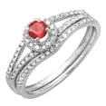 thumbnail image 1 of Dazzlingrock Collection 18K Round Ruby And White Diamond Bridal Halo Engagement Ring Wedding Band Set, White Gold, Size 7.5, 1 of 1