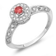 thumbnail image 1 of Dazzlingrock Collection 18K Round Ruby And White Diamond Bridal Halo Style Engagement Ring Milgrain, White Gold, Size 5, 1 of 1