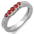 thumbnail image 1 of Dazzlingrock Collection 18K Round Ruby And White Diamond Ladies Anniversary Wedding Guard Enhancer Ring, White Gold, Size 5, 1 of 1
