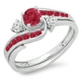 thumbnail image 1 of Dazzlingrock Collection 18K Round Ruby And White Diamond Ladies Swirl Bridal Engagement Matching Band Set, White Gold, Size 7.5, 1 of 1