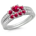 thumbnail image 1 of Dazzlingrock Collection 18K Round Ruby & White Diamond Ladies Bridal Engagement Ring Matching Band Set, White Gold, Size 5.5, 1 of 1