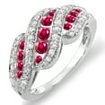 thumbnail image 1 of Dazzlingrock Collection 18K Round White Diamond And Ruby Ladies Cocktail Right Hand Ring, White Gold, Size 6, 1 of 1