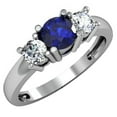 thumbnail image 1 of Dazzlingrock Collection 18K Round White Diamond & Blue Sapphire Ladies 3 Stone Engagement Ring, White Gold, Size 8, 1 of 1