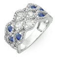 thumbnail image 1 of Dazzlingrock Collection 18K Round White Diamond & Blue Sapphire Ladies Cocktail Right Hand Ring, White Gold, Size 8.5, 1 of 1