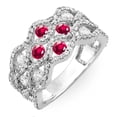 thumbnail image 1 of Dazzlingrock Collection 18K Round White Diamond & Ruby Ladies Cocktail Right Hand Ring, White Gold, Size 5.5, 1 of 1
